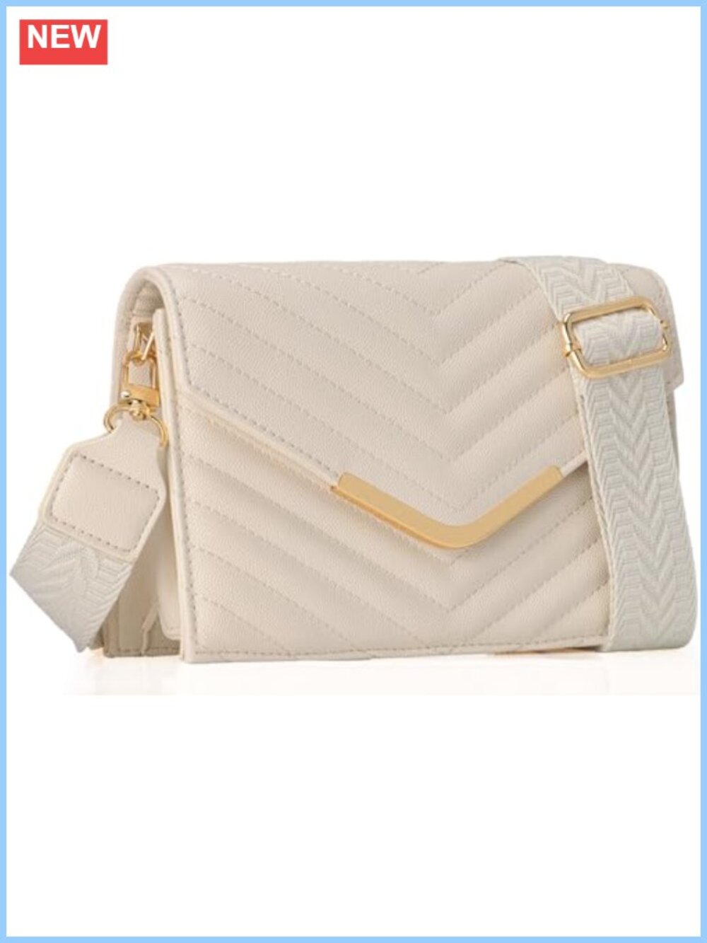 Vegan Leather Quilted Crossbody Bag with 2 Detachable Straps